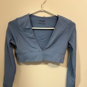 Garage Women's Blue Ribbed Crop Top